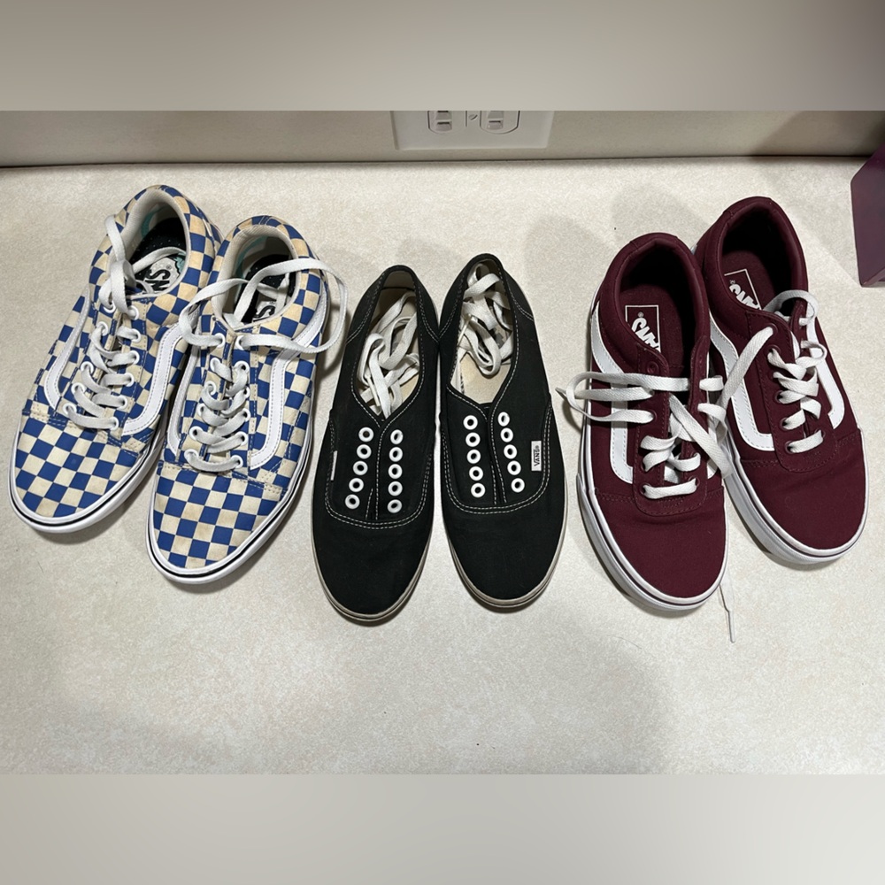 Lot of 3 pair Vans Womens sizes 7 and 7.5